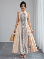 Women’s Sleeveless Maxi Dress with Geometric Panel
