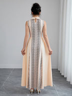 Women’s Sleeveless Maxi Dress with Geometric Panel